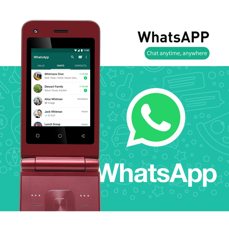 GIONEE V16D 4G Flip Feature Phone 2GB 16GB Big Push-Button Dual Sim Clamshell Touch Screen Cellphone Support Whatapp SOS