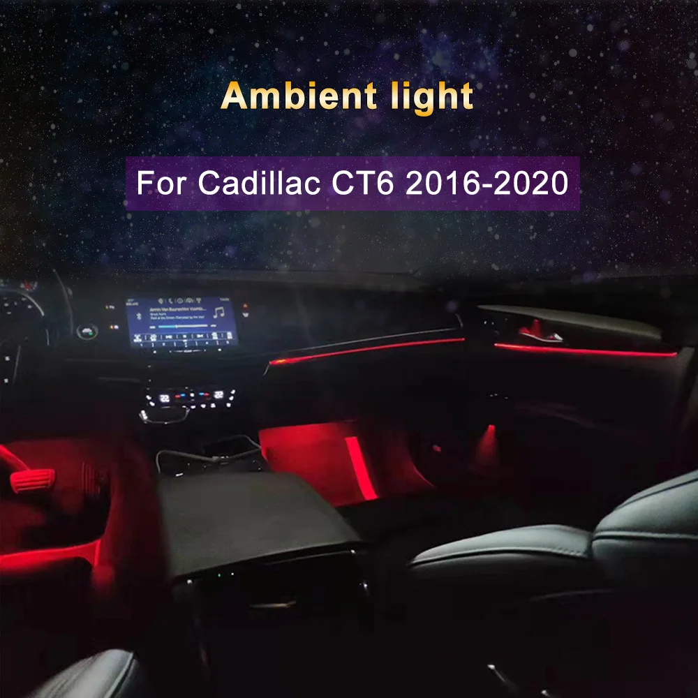 

Автомобильный окружающий свет для Cadillac CT6, внутренняя дверная ручка, декоративсветильник свет, 64 цвета, атмосферная лампа