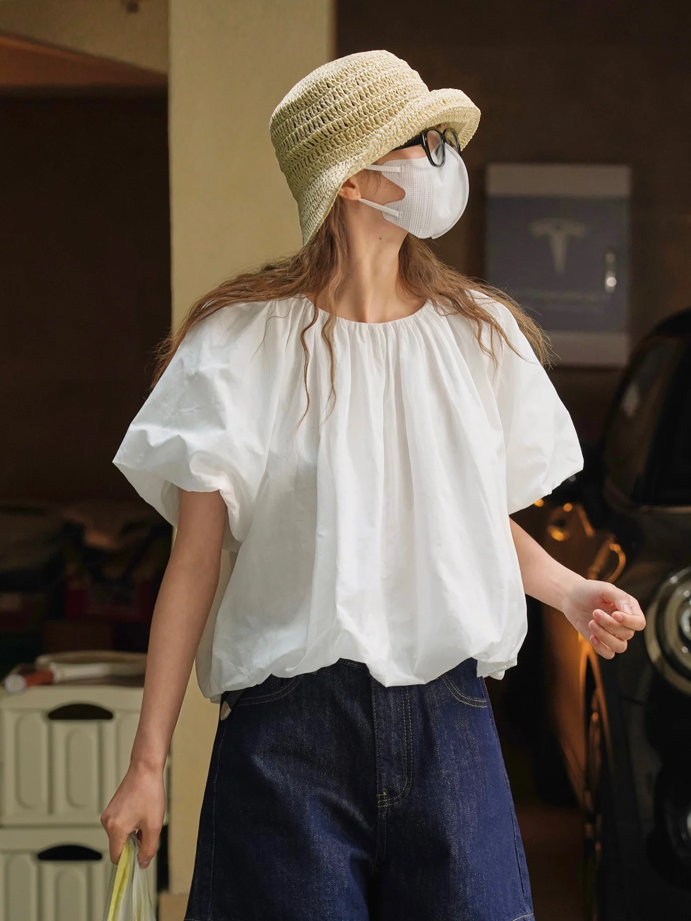 

Новая женская хлопковая рубашка с объёмными рукавами