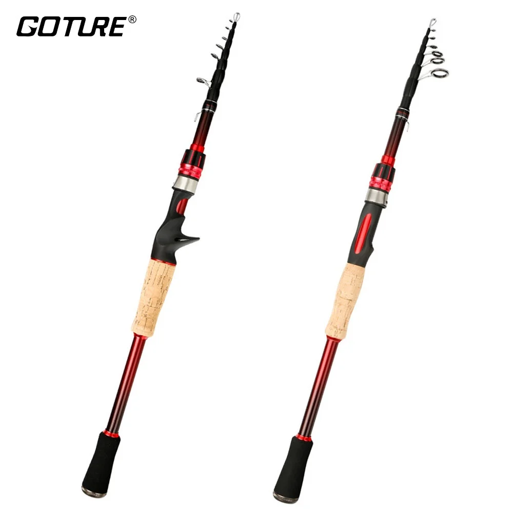 Goture 2pcs Telescopic Fishing Rod Carbon Fiber Stream Fishing Pole  Ultrashort Portable Travel Rod Inshore Trout Pole 1.6m-3.6m