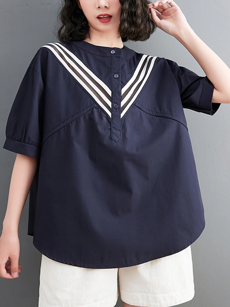 

2022 Summer New Harajuku Striped Patchwork Contrast Color O-neck T-shirt Oversized Fashion Temperament Short Sleeve Casual Top