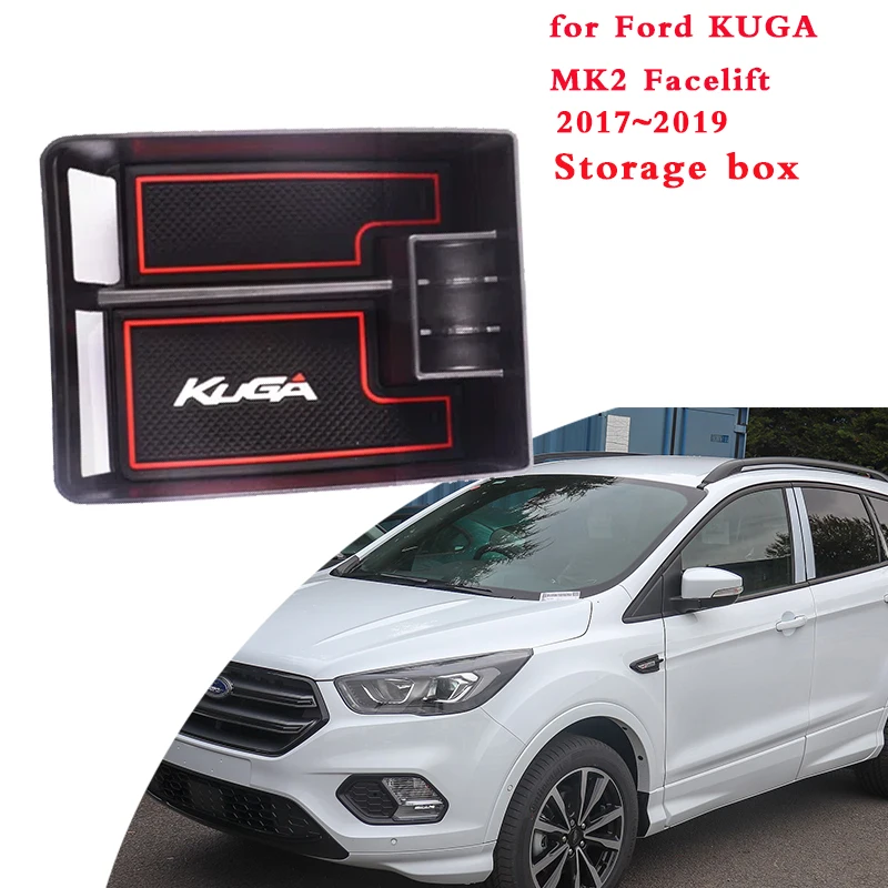 

For Ford KUGA MK2 Facelift 2017~2019 Ford Escape Car Central Armrest Storage Box Organizer Center Console Interior Accessories