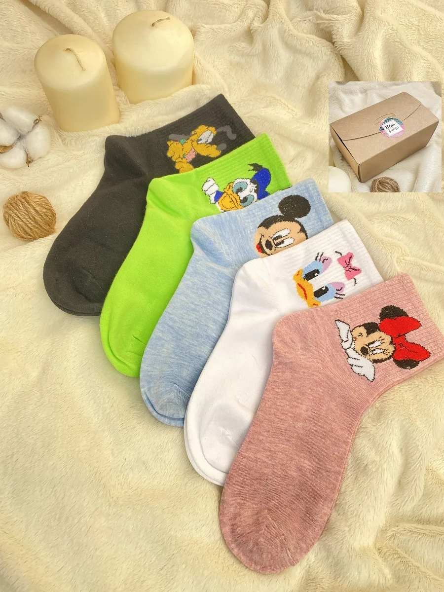 Носки женские с принтом набор 5 пар |