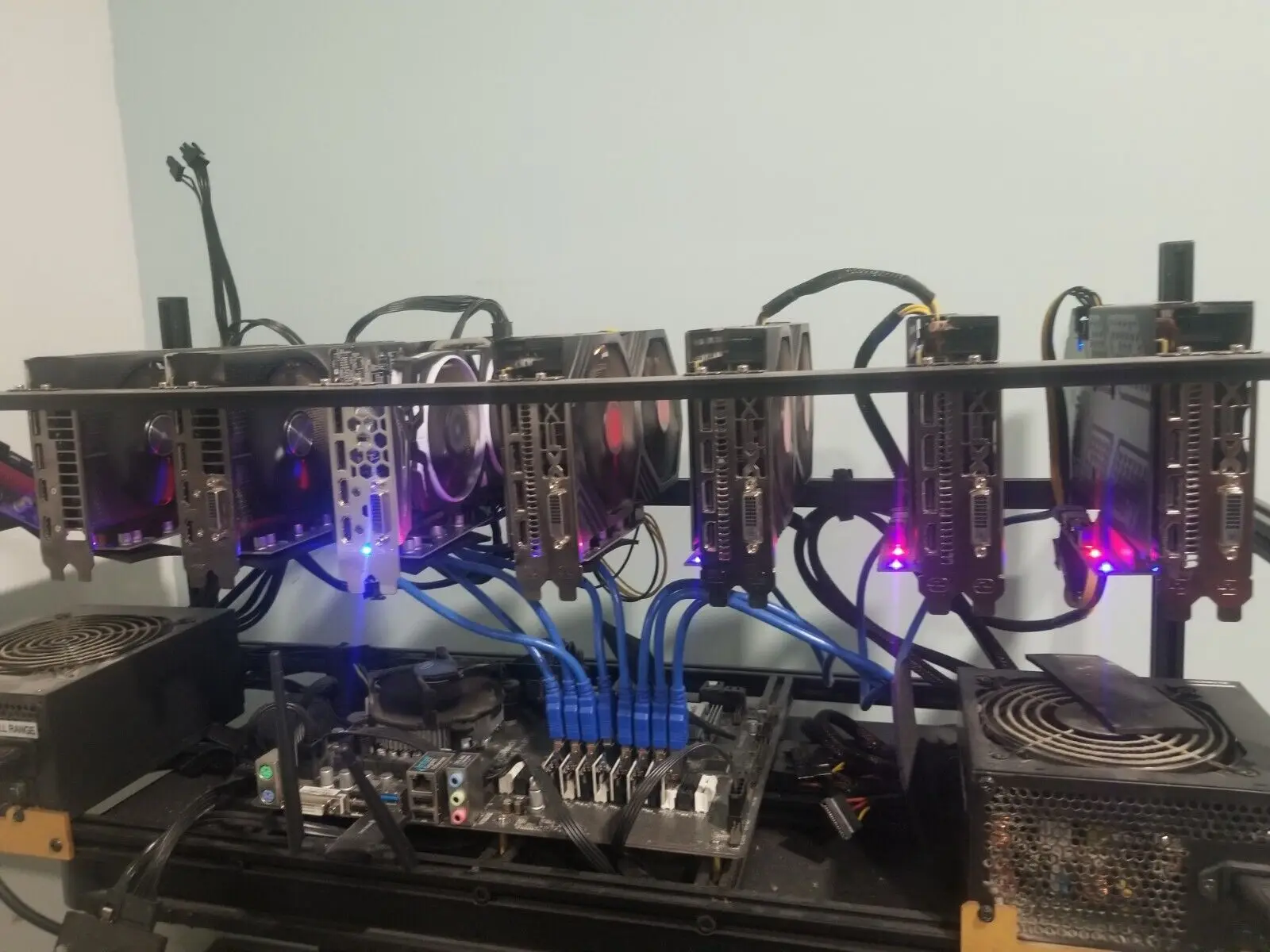 Complete 7 gpu mining rig with AMD rx580 8gb 250+ MH/s