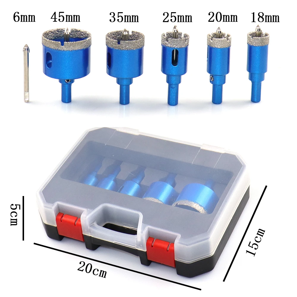 

Набор алмазных сверл 8 шт., 6-45 мм