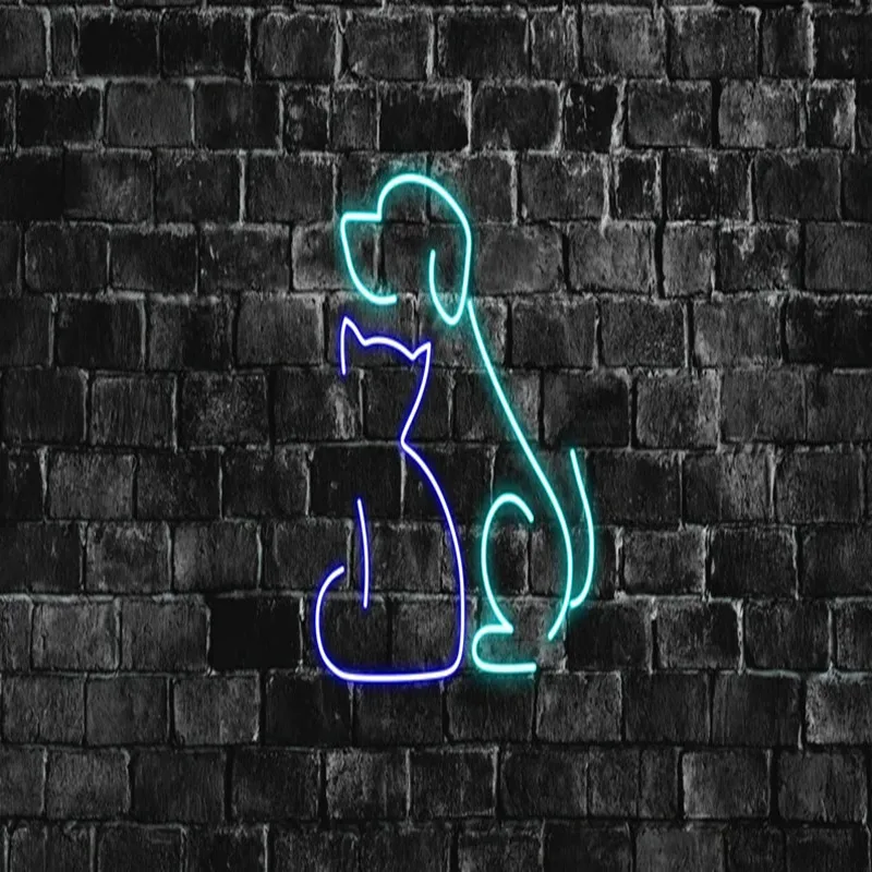 Wanxing Dog and cat Animal neon sign,Cute Led neon sign, Neon light sign for wall, Neon wall decor, Led Neon Sign