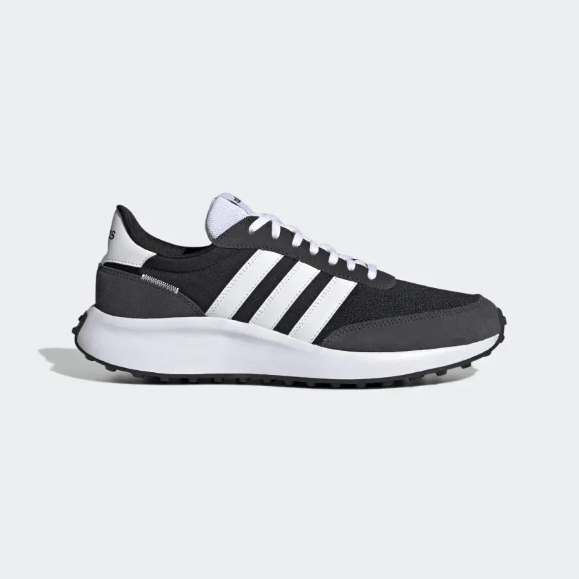 Мужская спортивная обувь ADIDAS, RUN 70S, GX3090, повседневная, модная,  Классическая обувь HORMA, кружевная застежка, текстиль и замша, резиновая  подошва, текстильная подкладка, черного цвета со всеми тремя пустыми  полосками - купить по выгодной