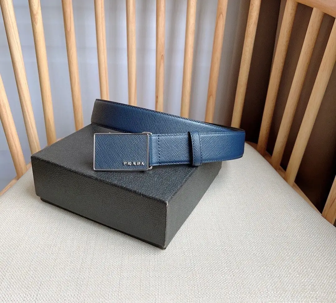 точная копия 1:1 Модный Роскошный Бутик Мужской Ремень PRADA Style Copy1:1 Сотня Моделей Из Нержавеющей Стали 316 С Пряжкой 35 См