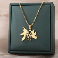 stainless steel wolf ankh cross necklaces for women men evil eye necklace amulette 2022 birthday jewelry gift collier femme