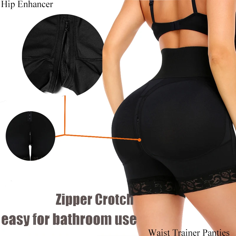Push Up Butt Lifter Slim Body Shaper with Zipper Crotch Tummy Control Panties with Hooks Shapewear High Waist Trainer Thigh Slim