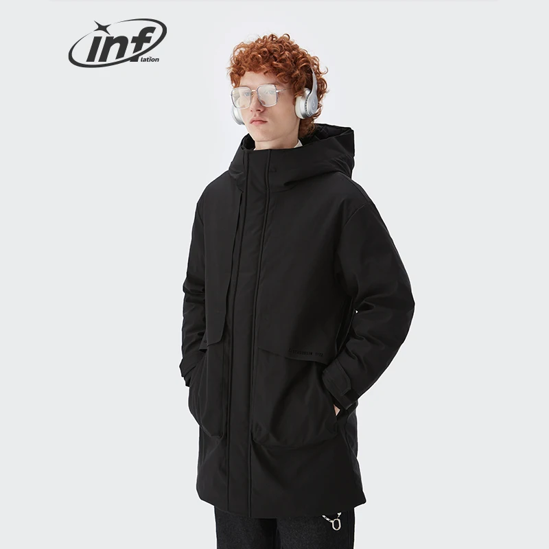 

Зимние длинные пуховые пальто с капюшоном, Мужская толстая пуховая куртка с капюшоном, 90% белые пуховики на утином пуху