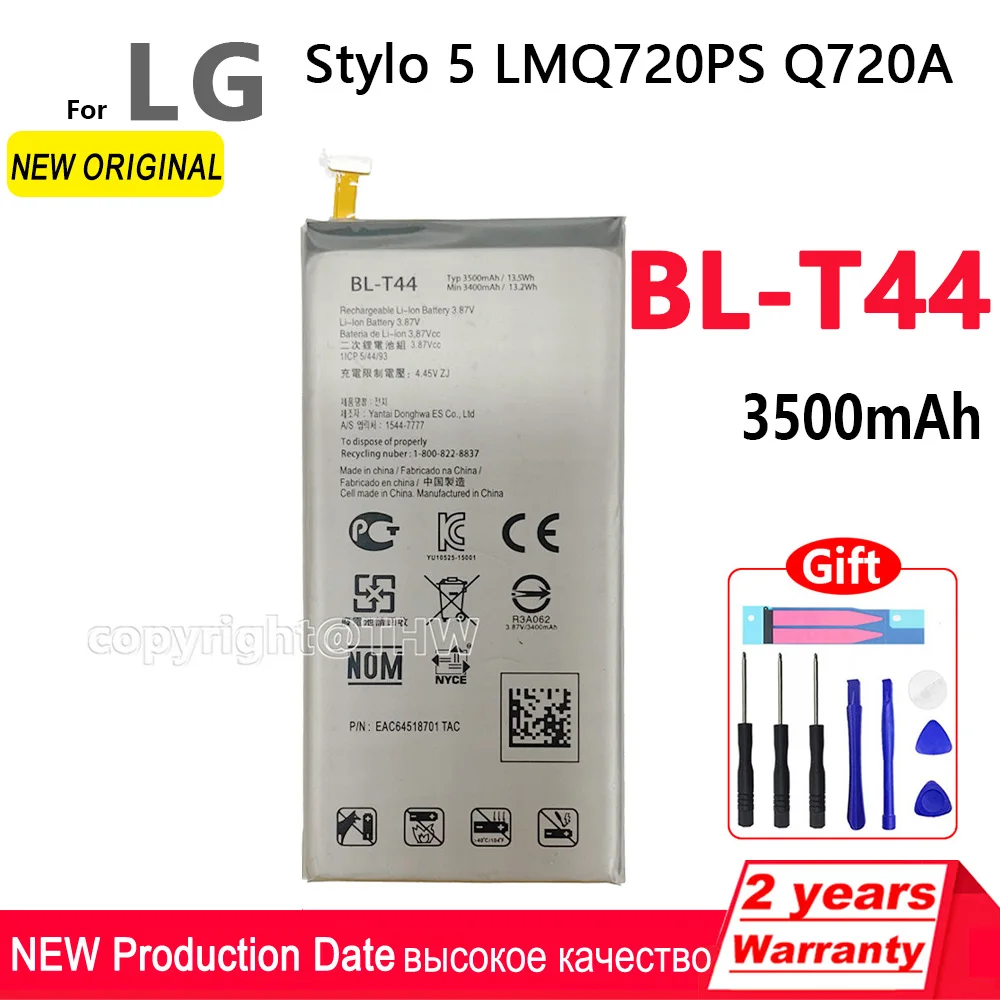 100% оригинальная 3500 мА · ч BL-T44 Новая батарея для LG Stylo 5 LMQ720PS Q720A батареи телефона с