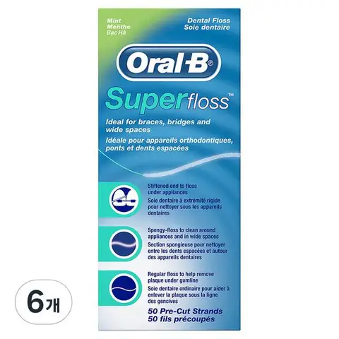 Зубная нить Oral-B Superfloss, 50 штук, 6 штук