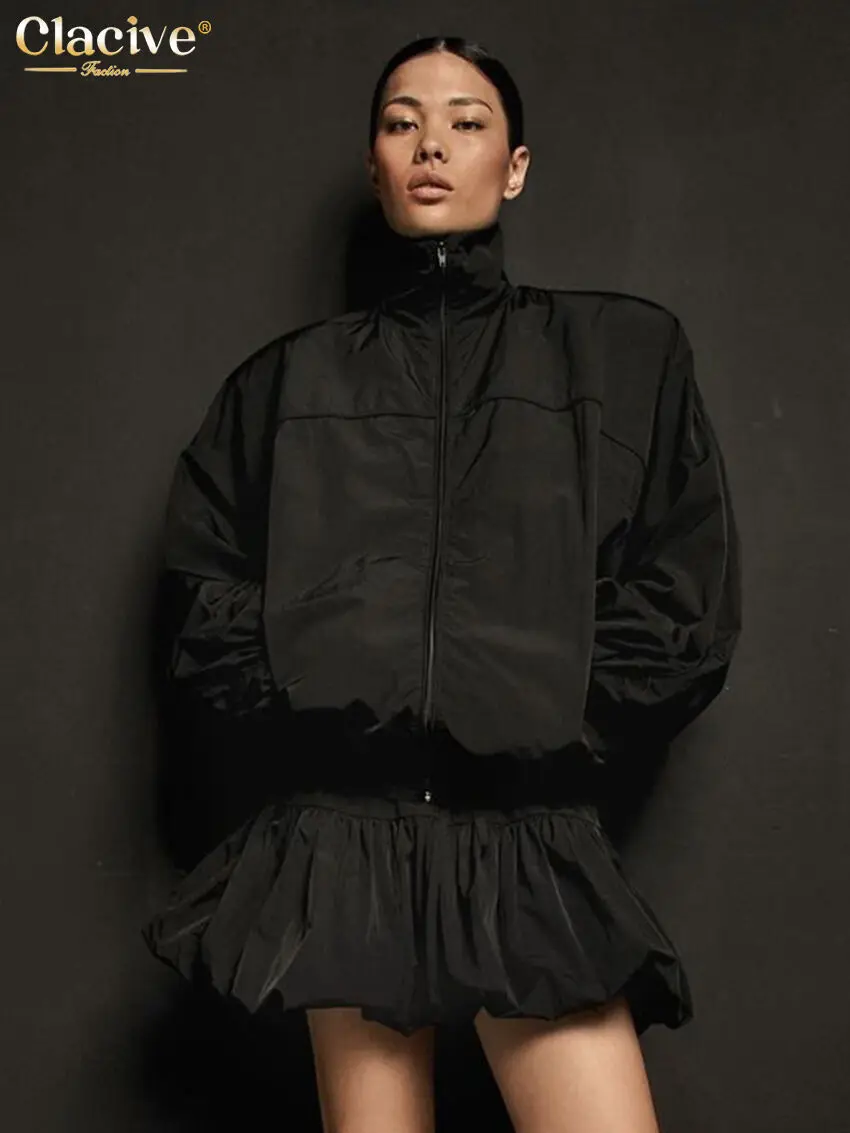 Модный Свободный Черный Женский КомплеКт Clacive Из Двух Предметов 2024 Элегантная