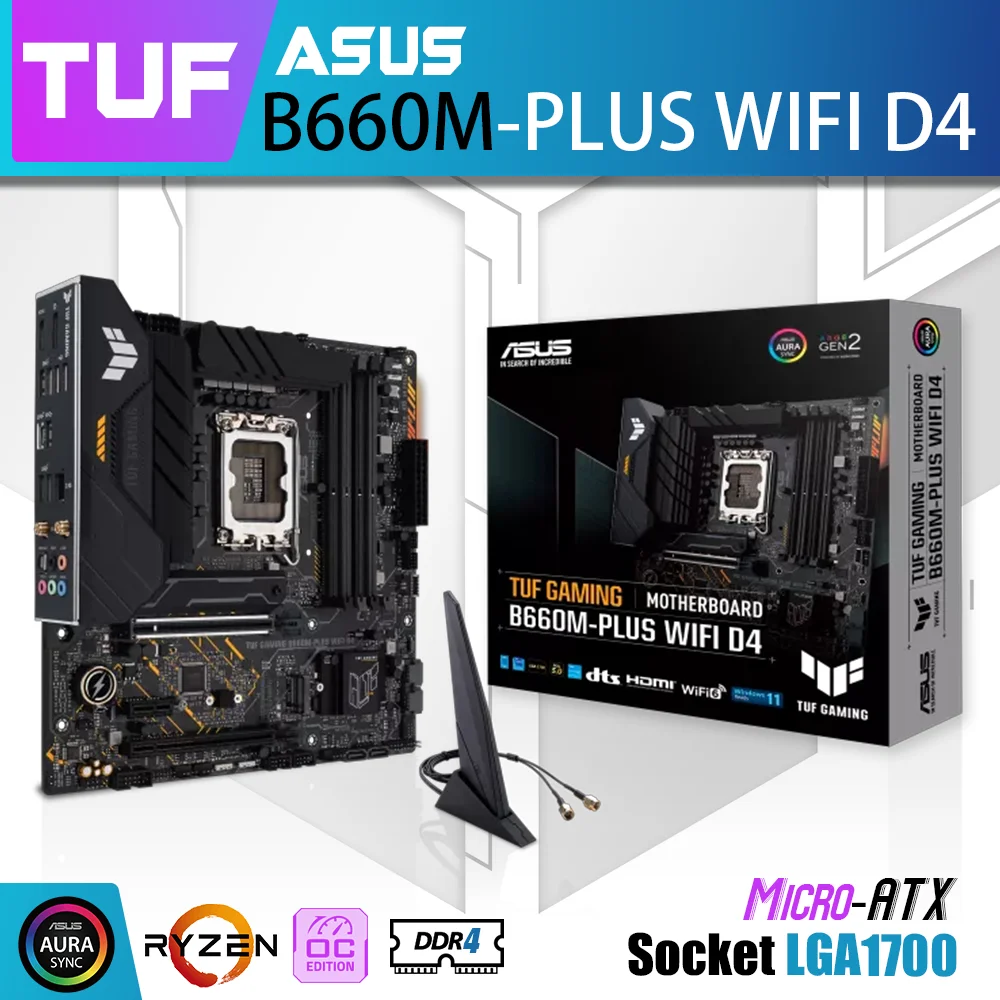 

New ASUS TUF GAMIN B660M-PLUS WIFI DDR4 LGA1700 Motherboard B660M Mainboard 128G Support Intel 12th 13th Gen I5 I7 I9 Kit mATX