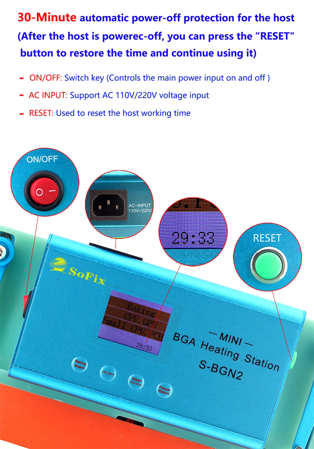 SoFix S-BGN2 Mini BGA нагревательная станция для Macbook Pro Logic пайка сварка удаление чипа T2