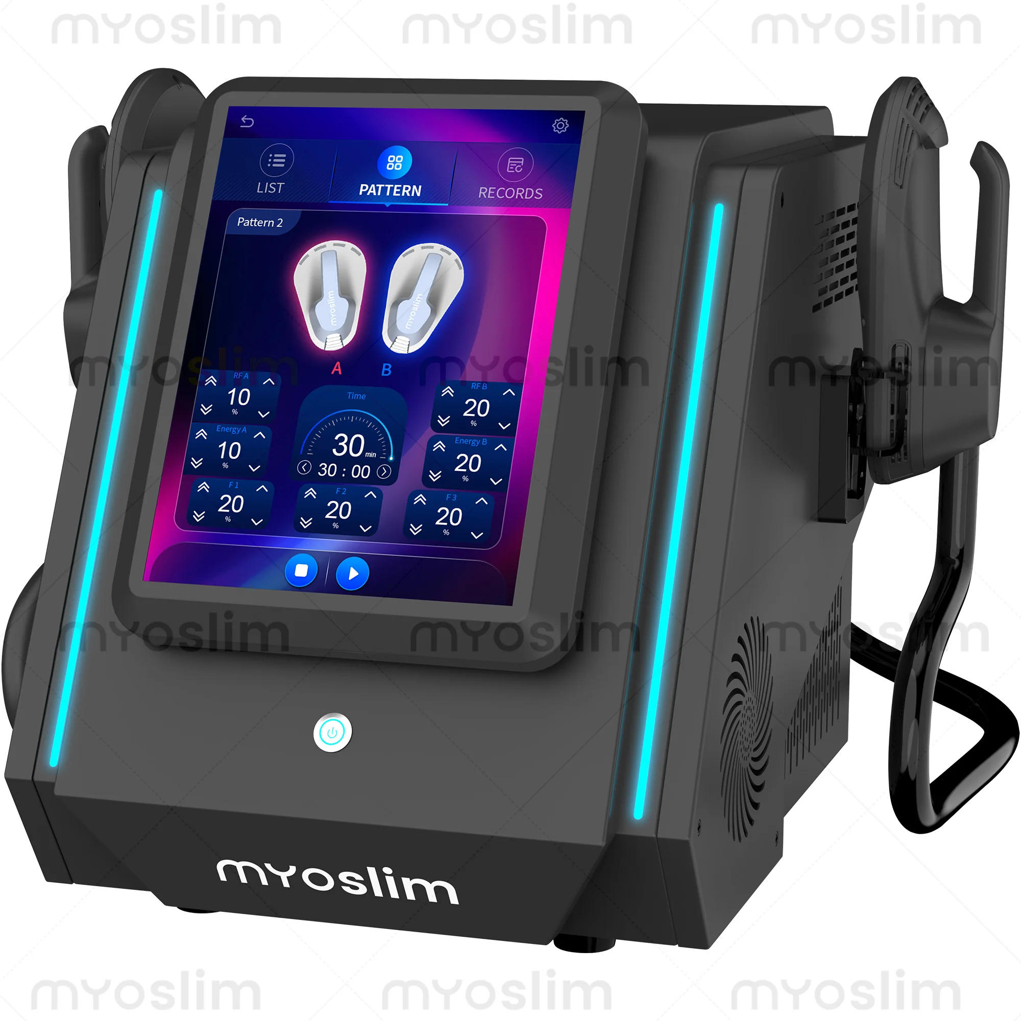 Фото Профессиональный аппарат для коррекции фигуры MYOslim 6500W, портативный электромагнитный стимулятор мышц Nova RF для электромагнитной стимуляции мышц №4
