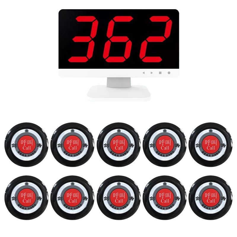 JIANTAO JT-362+F1B Desktop Wireless Calling System With Voice Broadcast 3 Digit Led Display For Food Truck Restaurant Hookah