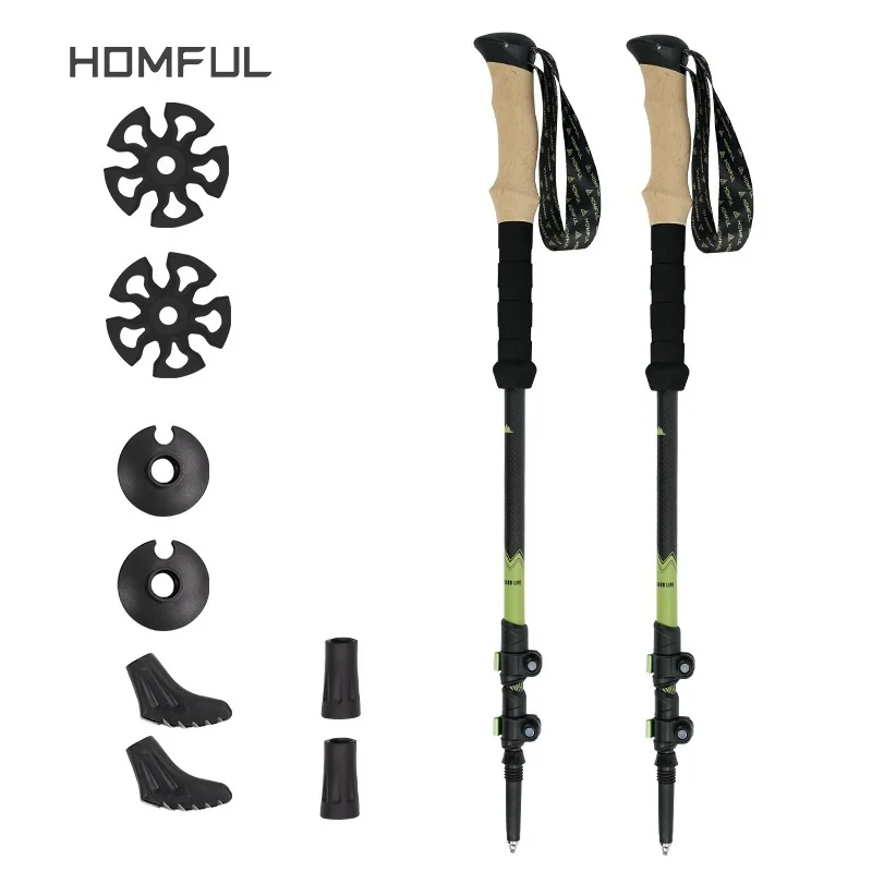 Homful Pair/2pcs Carbon Fiber Trekking Poles Nordic Walking Poles Carbon Trekking Stick Alpenstock Walking Stick For Tourism