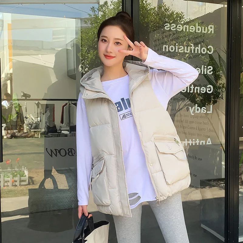 Женский короткий пуховый хлопковый жилет на осень/зиму 2024 свободный