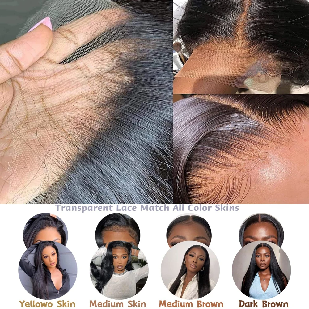 Long Straight Synthetic Hair Lace Wigs with Baby Natural Hairline Free Part 13X4 Frontal Wig For Black Women 30inch