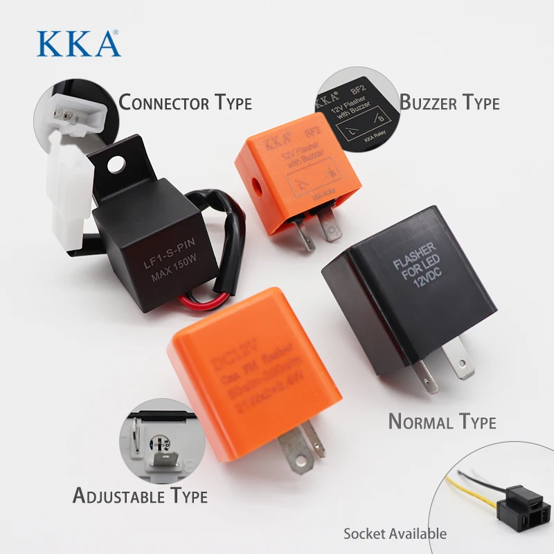 

[3pcs/pack] 2 Pin Blinker Flasher Relay For Motorcycle Indicator 12V LED, Connector/Buzzer/Adjustable/Normal Type