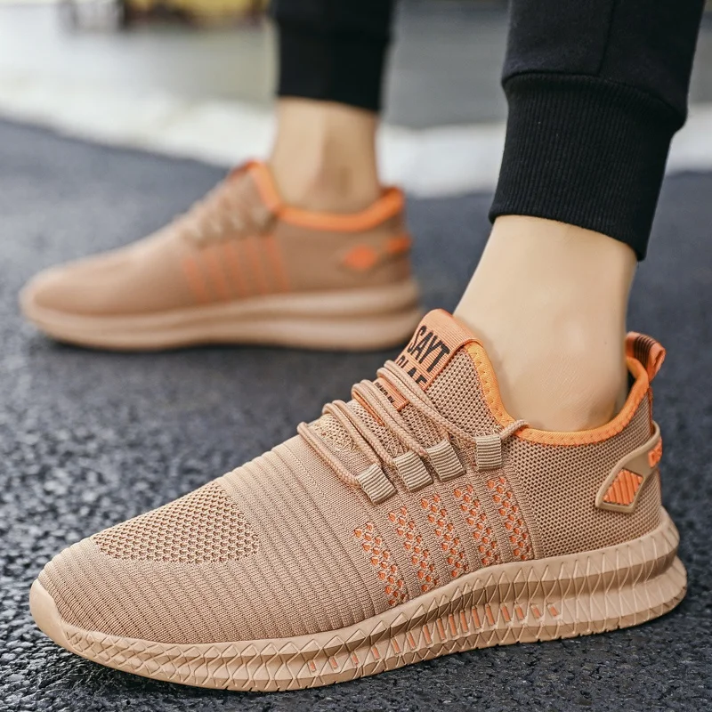 Casual Men's Sports Shoes Solid Color Breathable Comfortable Outdoor Walking Flats Shoes Platform Lightweight Sneakers Autumn