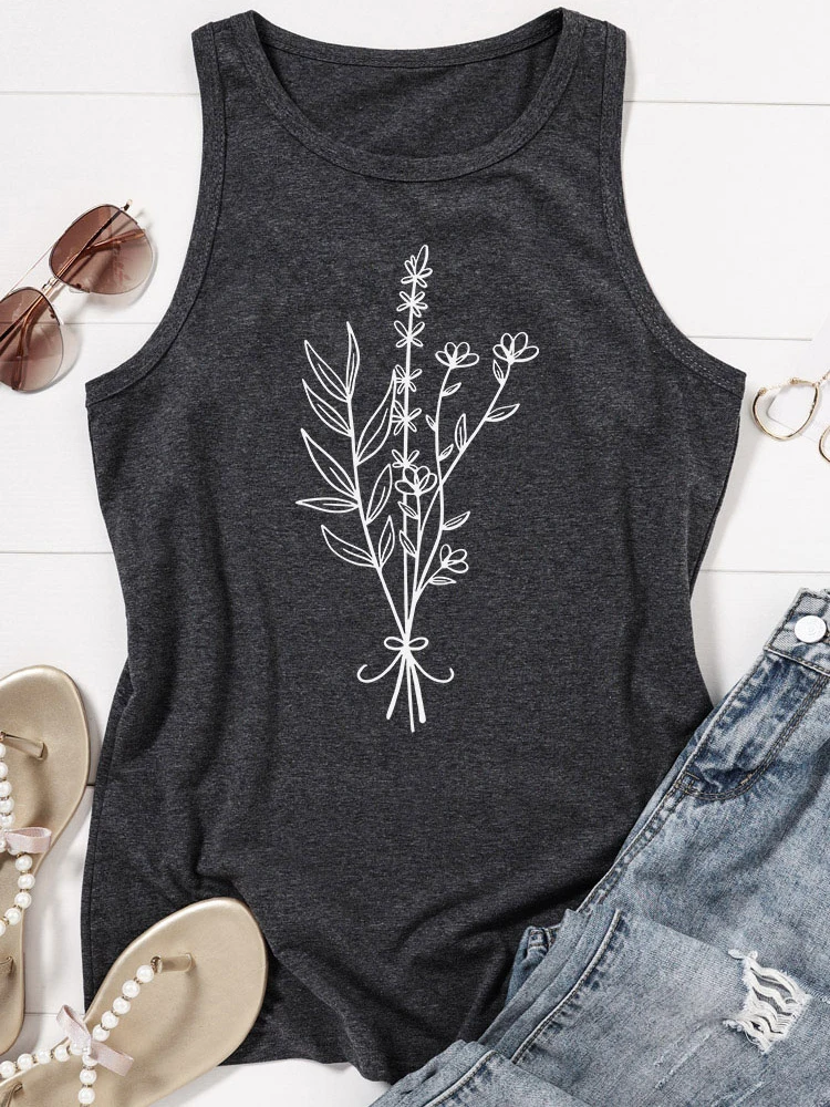 

Summer Tank Tops for Women Summer Sleeveless Shirt Wild Flower Graphic Tee Casual Vacation Vest Top Nature Lover Gifts 2023