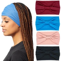 new fashion women elegant solid print solid yoga hairband yoga sport workout running headband large elastic fitness band