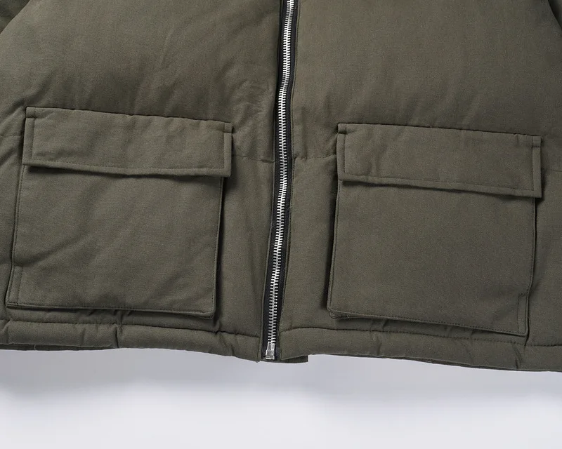 2023 Winter New Men'S Cotton-Padded Jacket Youth Slim-Fit Tide Brand Thickened  Enlarged Zip Clothing Army Cloth Washed Coat