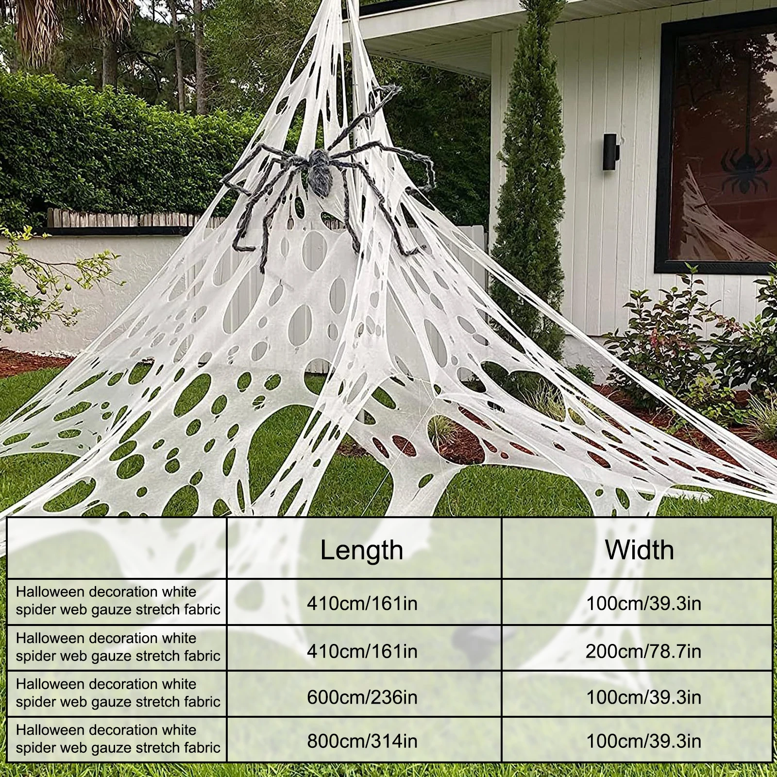 Жуткая паутина для Хэллоуина 100*410 см с 10 молотыми палочками