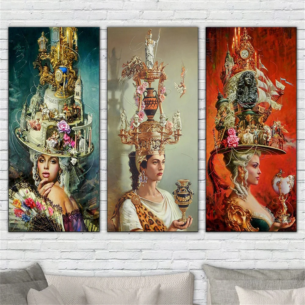 

The woman with the National Civilization Above her Head Posters and Prints Wall Art Canvas Painting Picture Modern Home Decor