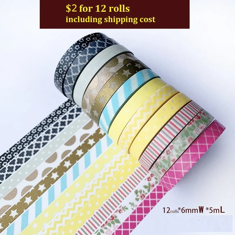 

12 rolls / 10rolls washi tape set slim washi paper tape set narrow washi tape set for DIY decoration