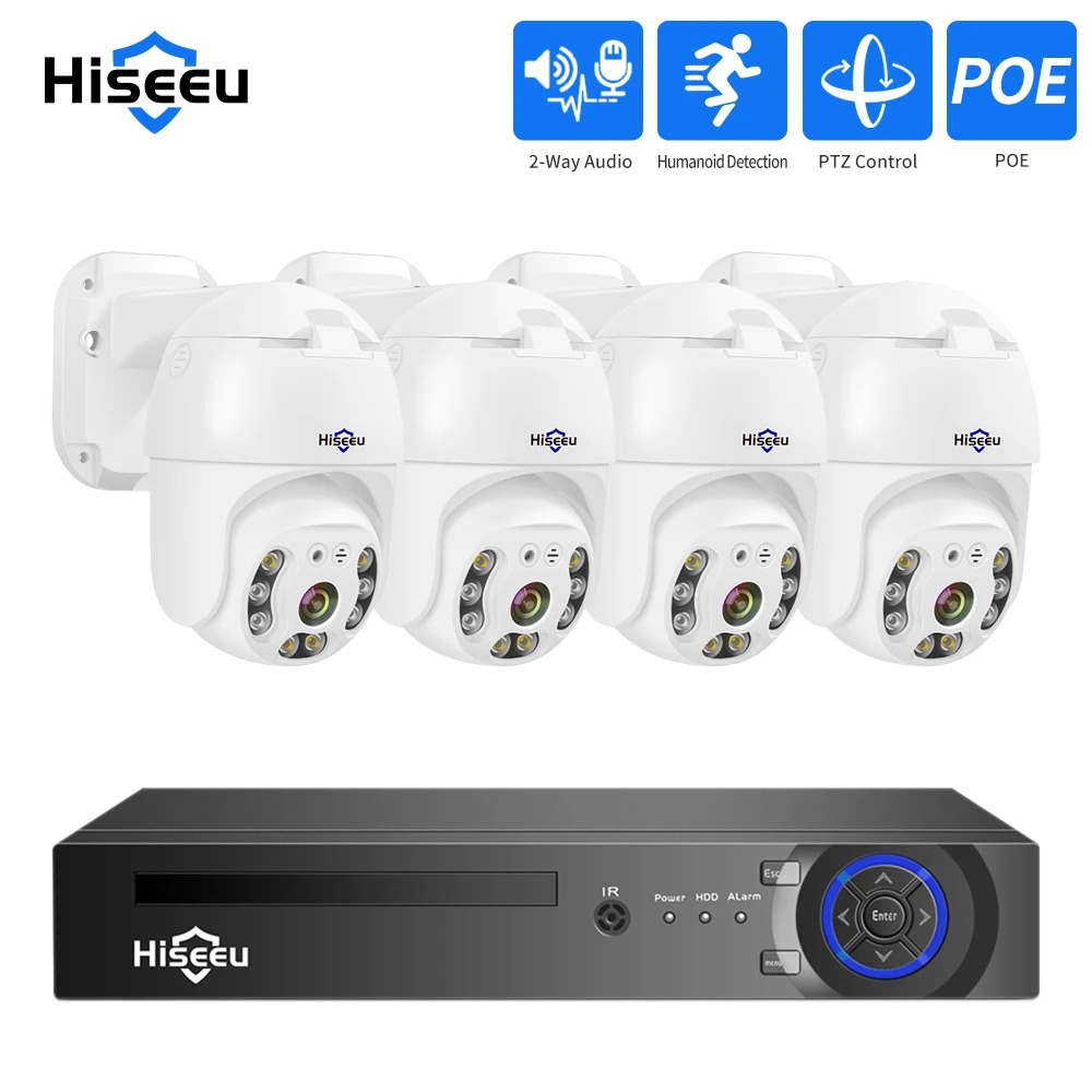 

PTZ POE IP 3MP 5MP Security Surveillance Camera CCTV System Kit Set 2-Way Audio 10CH 4K NVR Recorder ONVIF Humanoid Detection