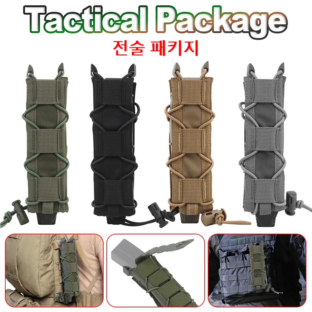 

Tactical Magazine Pouch 9mm Pistol Single Mag Bag Molle Flashlight Pouch Hunting Knife Torch Holster for MP5/MP7 Airsoft Access