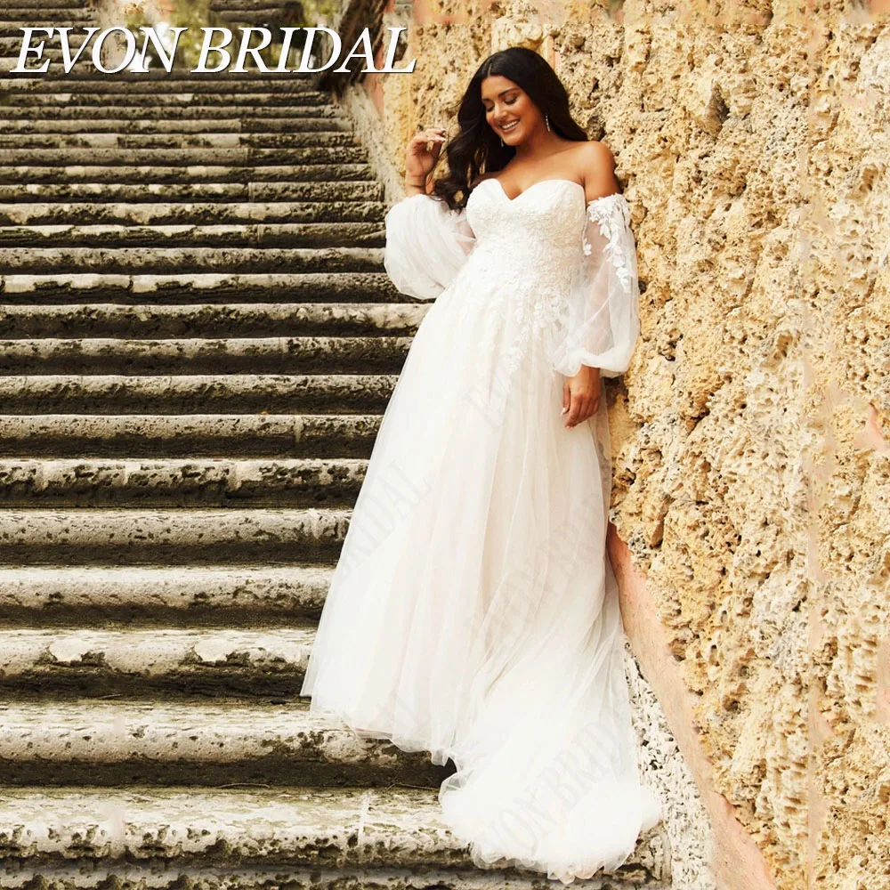 EVON BRIDAL Свадебное платье с наручниками Vestido De NoviaЖенское свадебное блестящее