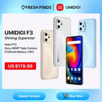 UMIDIGI F3 Phone, Android 11 Smartphone, Helio P70, 8GB 128GB, NFC 6.7 1