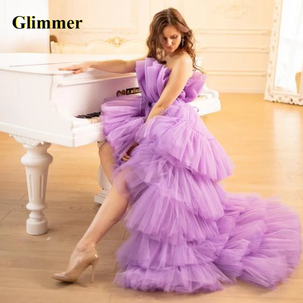 

Glimmer Slit Evening Dresses Formal Prom Gowns Lace Up High Low Personalised Abendkleider Fiesta De Noche Robe Ball Stretch