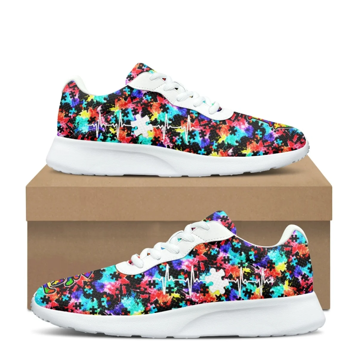 

Autism Cancer Awareness Print for Women Training Yoga Casual Shoes Comfort Shock Absorbing Non-slip Ladies Sneaker for Outdoor