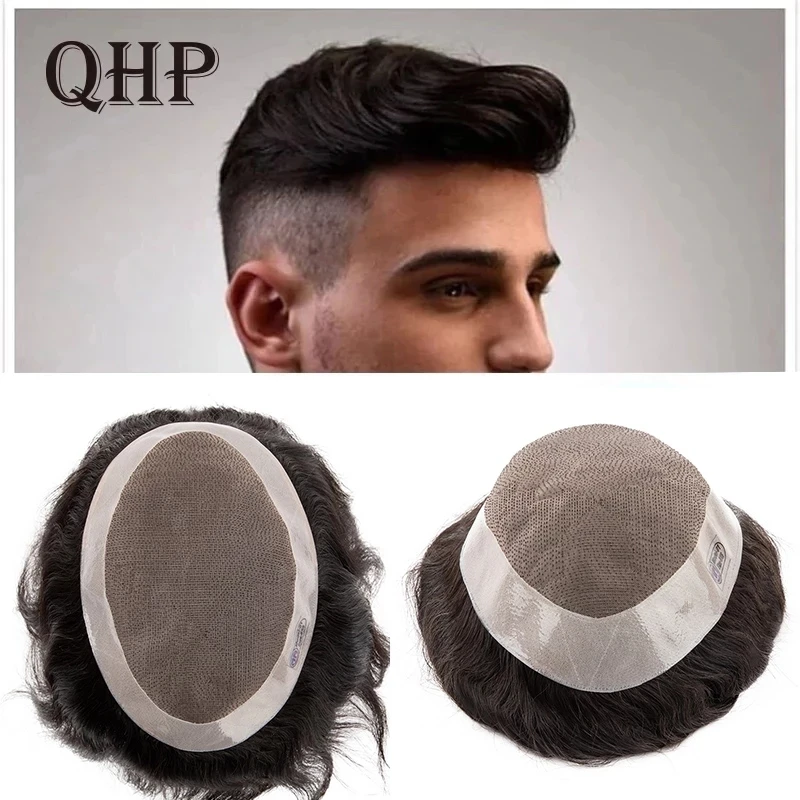 Toupee Men Fine Mono Men's capillary prothesis Indian Human Hair Replacement System Super Durable Hairpieces Handmade Wig Man