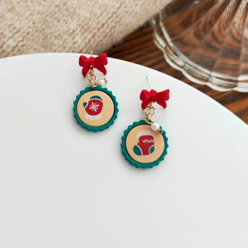 Рождественские милые серьги с мультяшным снеговиком Санта-Клаусом для женщин