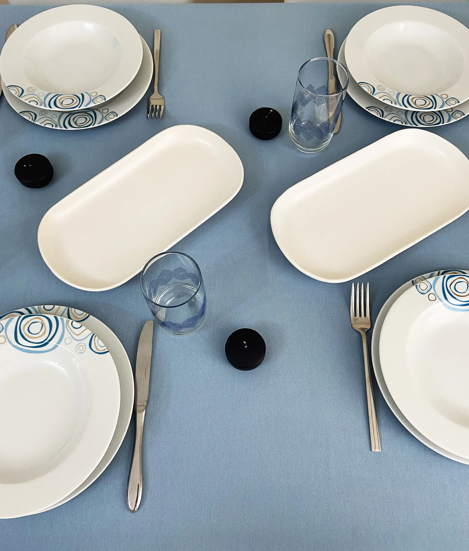 

Solid Colour Blue PatternTable Cloth Square Rectangle Large Waterproof Dustproof Stain Resistant For Restaurants Kitchens Party