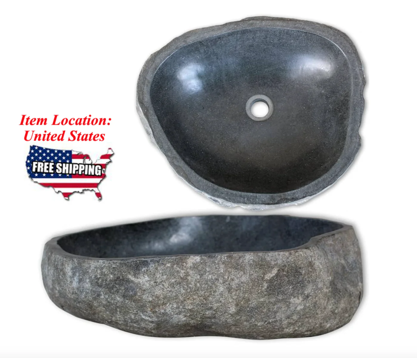 

Natural River Stone Bathroom Sink Basin River Stone Oval for Bathroom Cabinet, Indoor and outdoor Washbasin 15"-17.7"