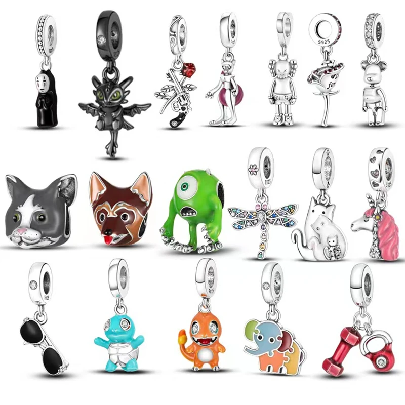 

925 Sterling Silver Original Charms Cute Dog Dinosaur Beads Fit Pandora Bracelet Bangle DIY Jewelry Making