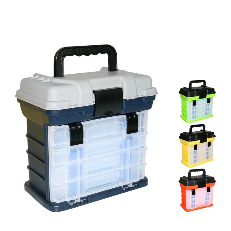 BomMax Portable Hardware Storage Box 4-layer Parts Plastic Tool Box Outdoor Toolbox for Repair Fishing Accessories Tool Case
