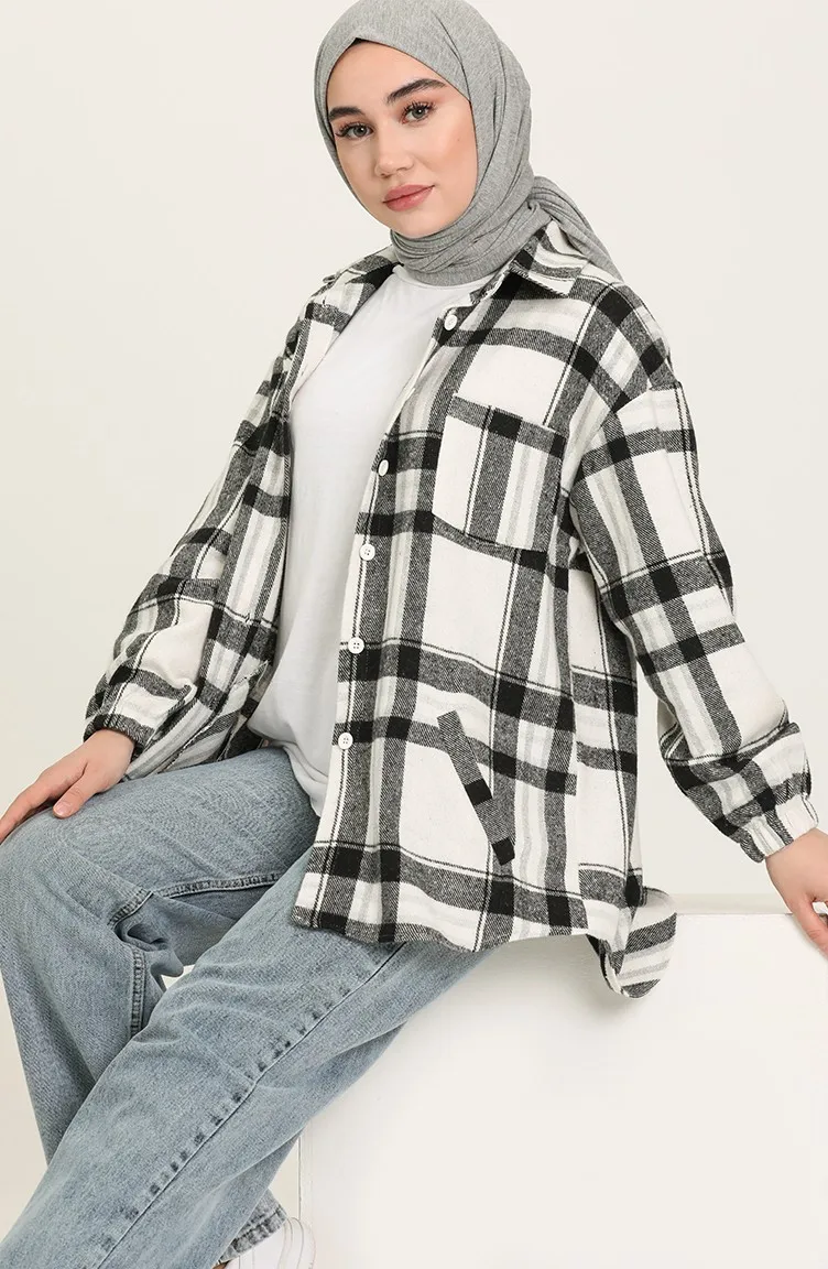 

New Fashion Oversize Lumberjack Shirt Hijab Muslim Long Dress Casual Version Hijab Stylish African Dubai Turkey Turkish Made Fre