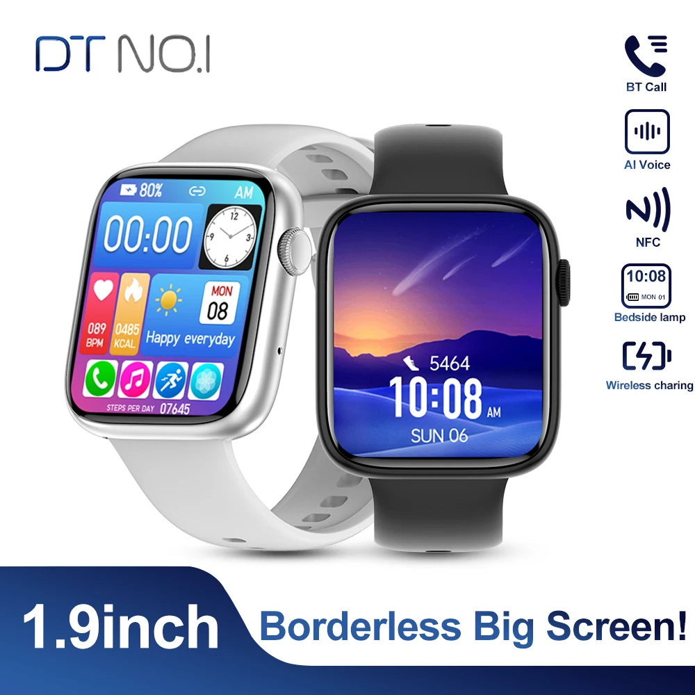 

DT103 Smart Watch for Men NFC 1.9inch Screen Wireless Charging GPS Movement Track 500+ Watchface Push Answer Call Smartwatch