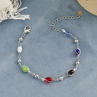 koean fashion colorful crystal bead bracelet for women minimalist love heart infinity 8 charm adjustable bracelets party jewelry