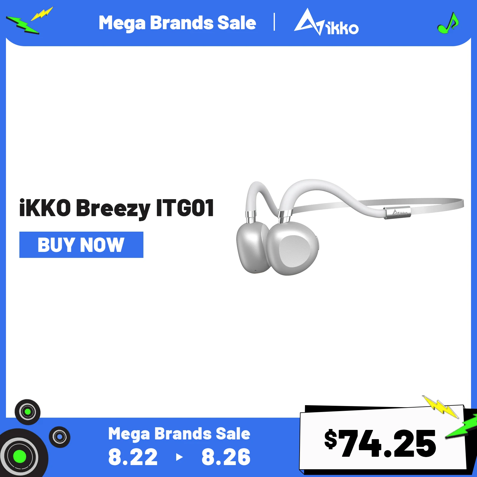 Bluetooth-наушники iKKO ITG01 с костной проводимостью водонепроницаемые IPX6 микрофоном |