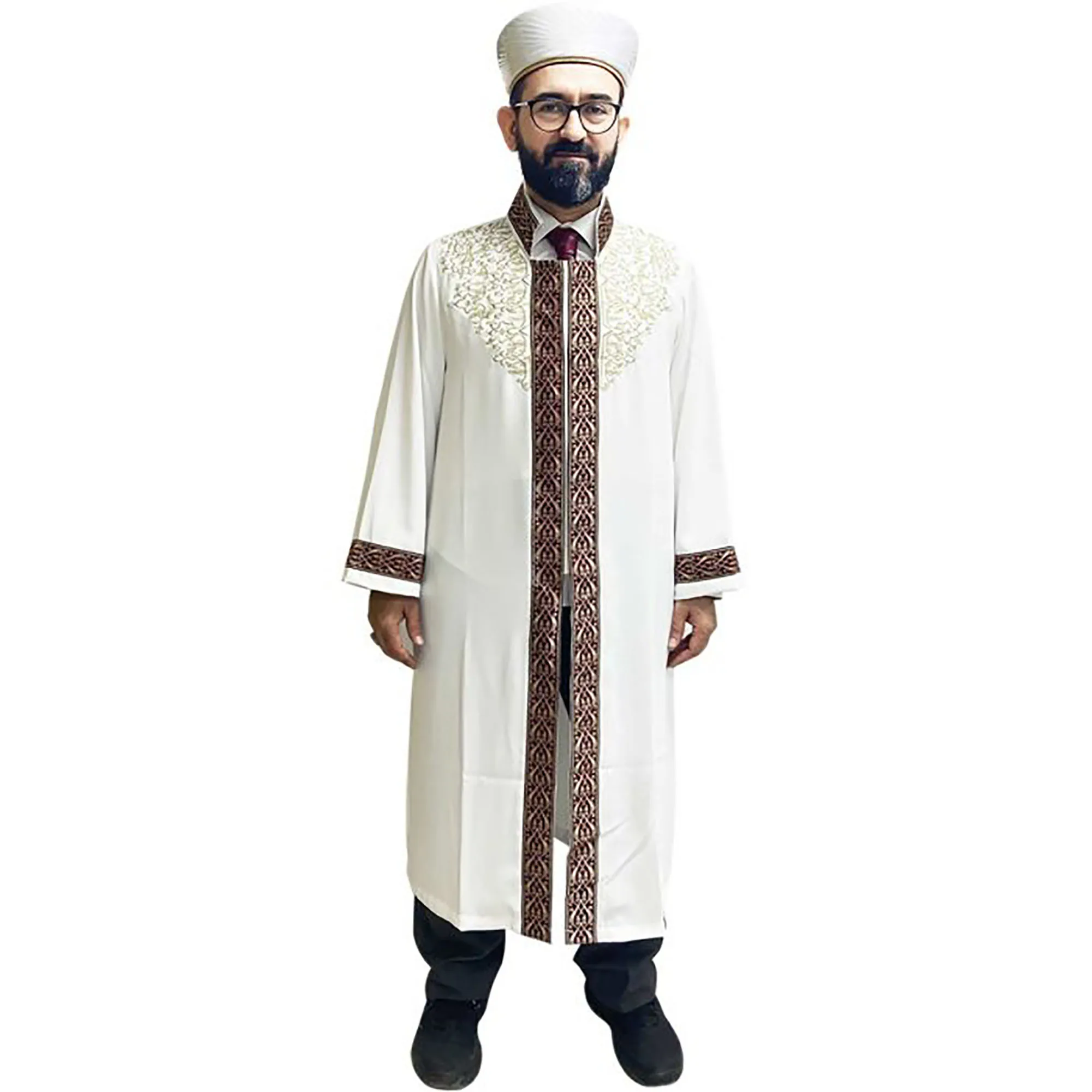 White Gold Imam Robe, Islamic Clothe, Praying Cubba Male, Muslim Prayer Dress, Traditional Religious Arabic Fashion, Taqwa Style